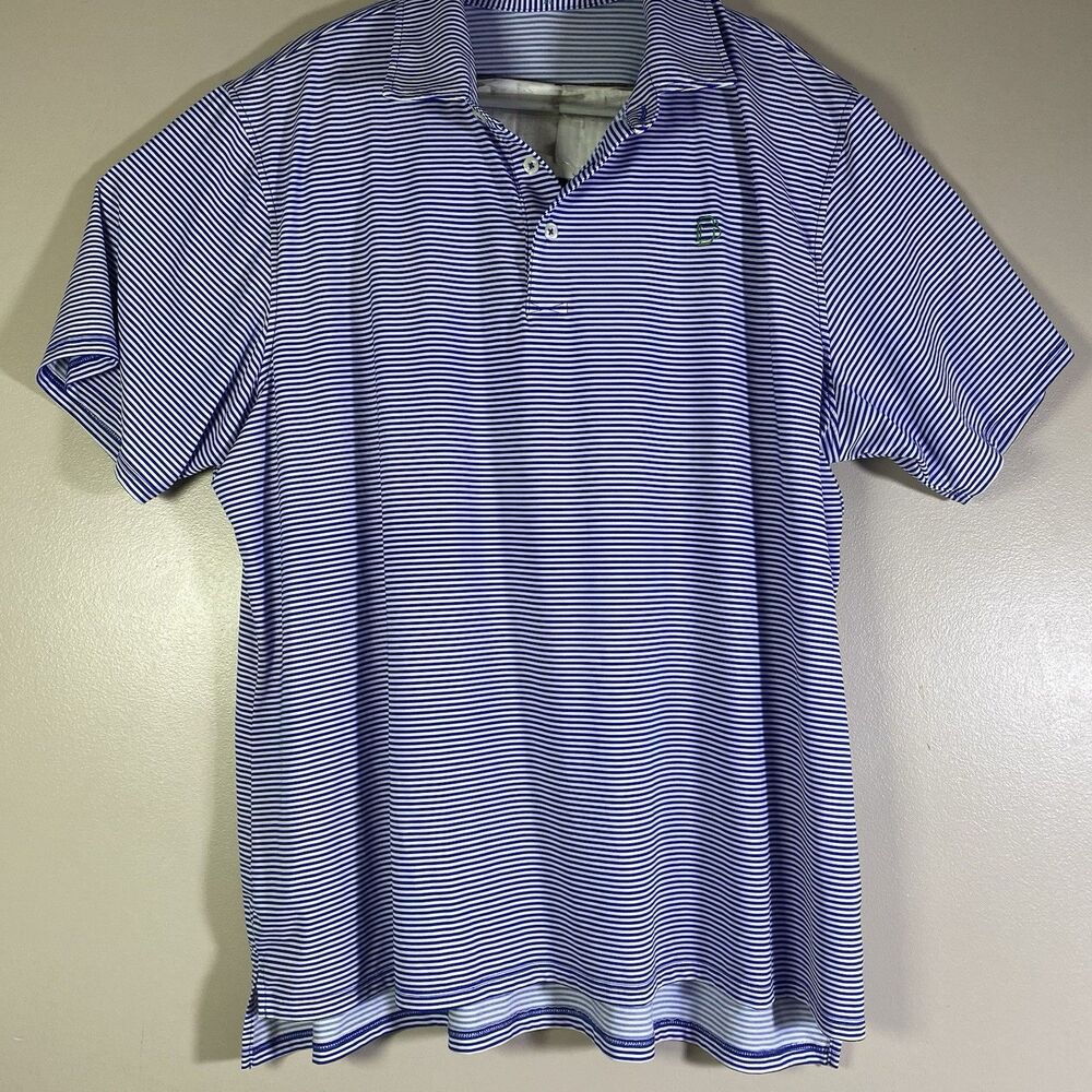 B.Draddy Performance Golf Polo Shirt Blue Stripe  Mens XL Casual PGA